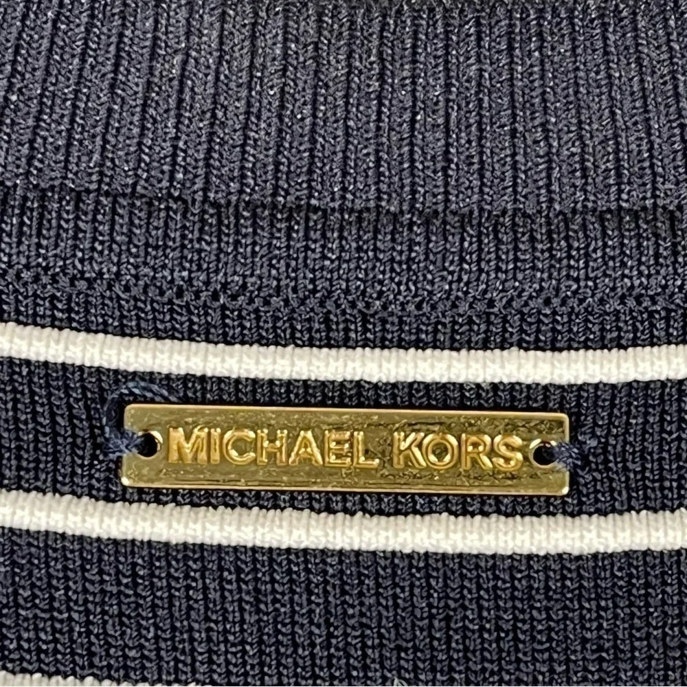 Michael Kors Ottoman Stripe Navy Bodycon Dress Women's Size Large